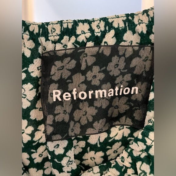 Reformation square neck top green with white flowers 100% viscose size medium - Picture 2 of 6